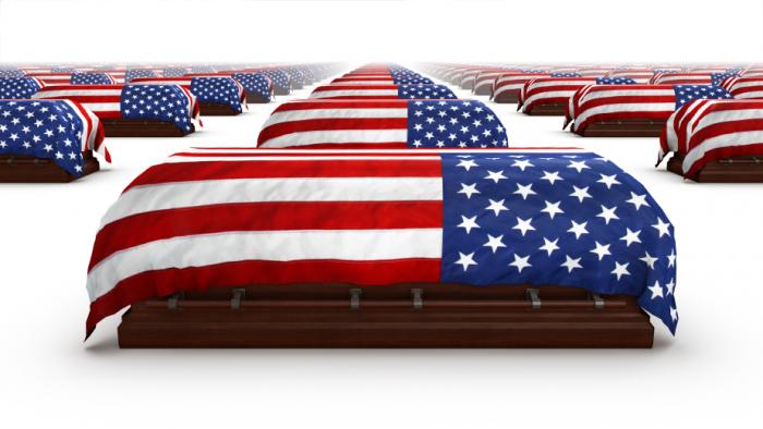 coffins with stars and stripes