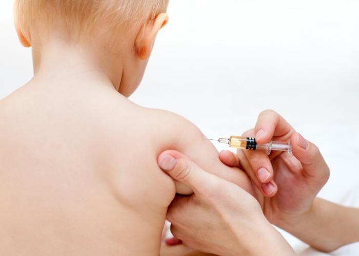 A child getting a flu shot