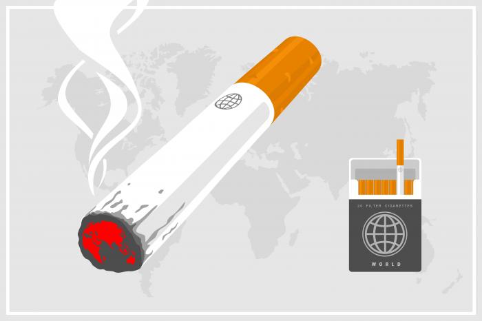 cigarette and world map