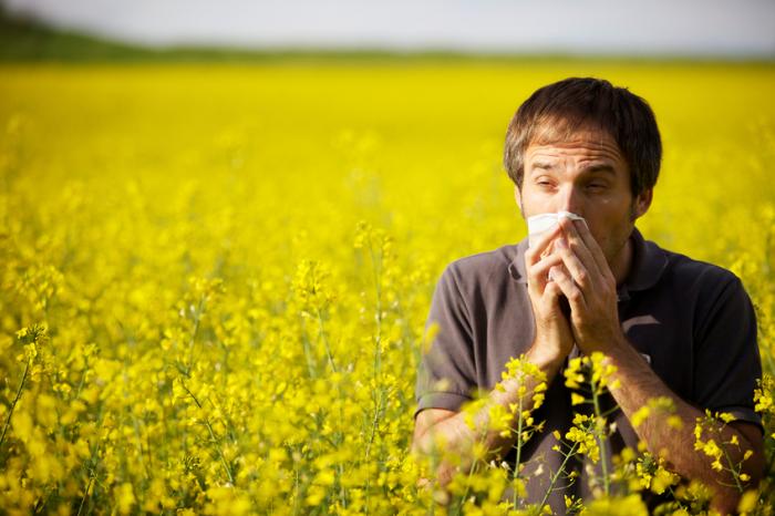 [A man with a pollen allergy]