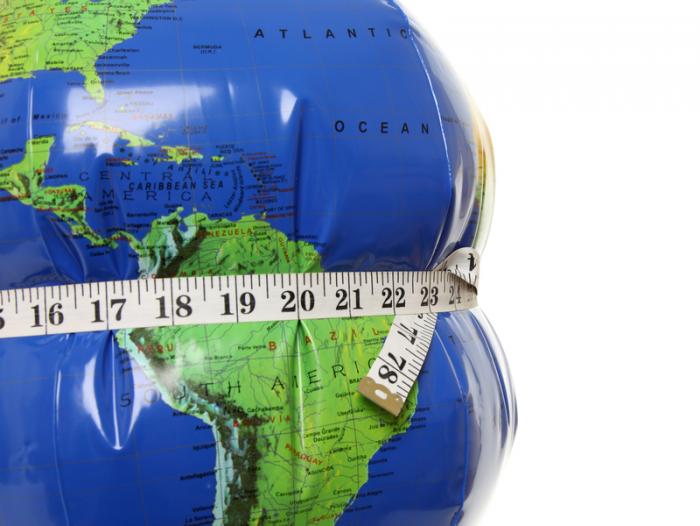 [globe with tape measure]