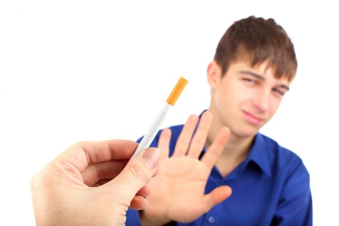 [A teenage boy declining a cigarette]