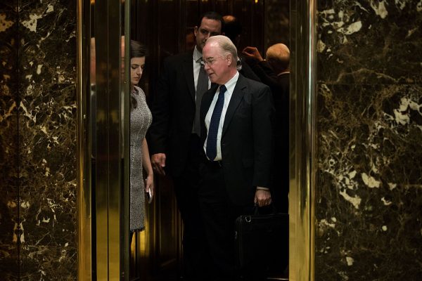 NEW YORK, NY - NOVEMBER 16: Rep. Tom Price gets into an elevator at Trump Tower, November 16, 2016 in New York City. President-elect Donald Trump and his transition team are in the process of filling cabinet positions for the new administration. 